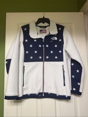 The North Face Kids White & Navy Star Fleece Jacket